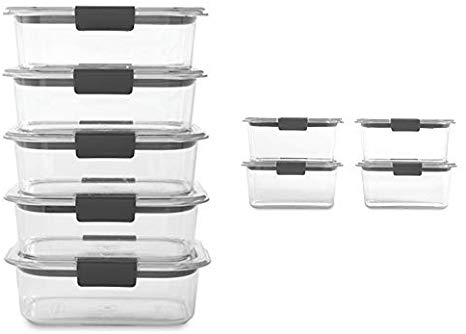 Rubbermaid Brilliance 3.2 and 4.7 Cup Food Storage Container Set, Clear, 18-Piece Set (9 Bases with Lids)