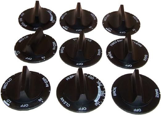 Supco RK362 Direct Replacement Range Knob Set For Whirlpool 814362, 3149928, 3150345, Set of 9 Knobs