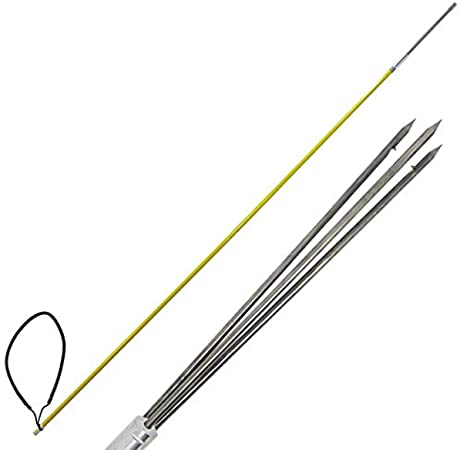 Scuba Choice 5' One Piece Spearfishing Fiber Glass Pole Spear with 3 Prong Barb SS Paralyzer Tip