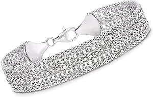 Ross-Simons Italian Sterling Silver Popcorn-Chain and Curb-Link Bracelet