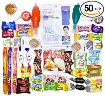 Variety Pack of Asian Candy – 50 Count Assortment Mix Japanese, Korean, Chinese, Candy, Gummy, Chewy, Jelly, Fruit Flavors, Individual Wrapped Gift Care Package Bundle Sampler Treats for Kids Children College Students Adult Senior