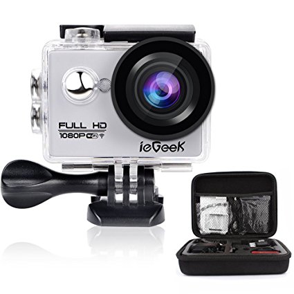 ieGeek Wifi 2.0" inch 1080P Full HD Sport Action Camera with Waterproof Case 170° Wide Angle Lens 12MP Outdoor Camcorder with Accessories Kits For Bike Motorcycle Surfing Diving Swimming Skiing Climbing etc, Silver