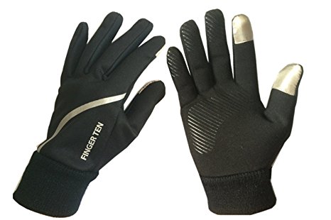 Finger Ten Men and Women Sport Run Warm Fleece Lightweight Comfort Touchscreen Value Pack Winter Glove 3M in Pair