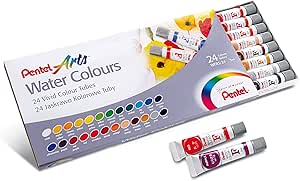 Pentel - Acuarelas en tubo, de 24 colores, multicolor, 24 unidades, WFRS2