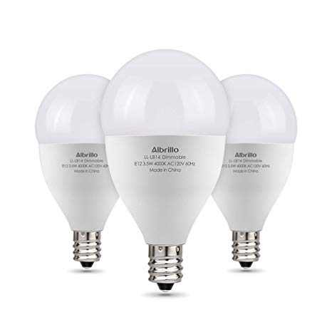 Albrillo Dimmable LED Bulbs E12 Light Bulbs, 40 Watt Candelabra Bulb Equivalent, Daylight White 4000K, 3 Pack