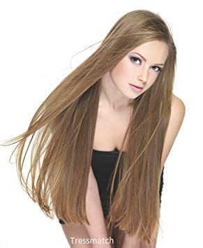 TRESSMATCH 20" (22") Remy (Remi) Human Hair Clip in Extensions Light/Ashy Brown (Color#8) 9 Pieces(pcs) Thick to Ends Full Head Set [4.5oz/125grams] …