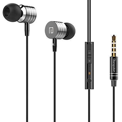 LSD Headphones In ear Earphones Wired Metal Shell Earbuds 3.5mm Stereo Headsets with Microphone & Remote Control for iPhone, iPad, Android Smartphones, Computer, Laptop, Tablet, Etc. (Black)
