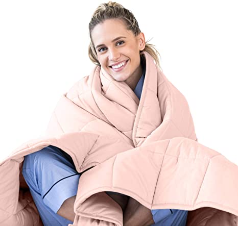 LUNA Adult Weighted Blanket | 12 lbs - 48x72 - Full Size Bed | 100% Oeko-Tex Certified Cooling Cotton & Premium Glass Beads | Designed in USA | Heavy Cool Weight for Hot & Cold Sleepers | Pink