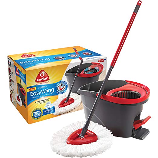 O-Cedar Microfiber EasyWring Spin Mop & Bucket System with Built-in wringer and high-quality foot pedal and , 3 pc