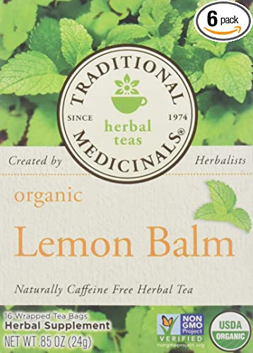 Traditional Medicinals Organic Lemon Balm Herbal Tea - 16 bags per pack -- 6 packs