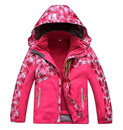 Vinmin Valentina Boys Girls Outdoor Winter Two-Piece Coat 3-1 Children Thicken Velvet Detachable Warm Quilted Jacket