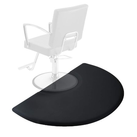 Saloniture 3 ft. x 5 ft. Salon & Barber Shop Chair Anti-Fatigue Floor Mat - Black Semi Circle - 7/8 in. Thick