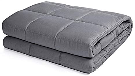 COSTWAY Weighted Blankets, Breathable 100% Cotton Washable Blankets for Sleep, Autism, Insomnia and Stress Relief, Therapy Anxiety Claming Heavy Blankets with Glass Beads, Grey (122x185CM, 5.5)