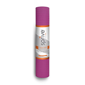 Sprive Dual Color TPE Mat (6mm) for Yoga, Pilates, Burpee, Core Exercises, Health, Fitness, Interval Training. Extra length and width 72" x 28". Eco-Friendly, Durable, Non-Slip, Premium Cushion.