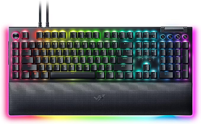 Razer BlackWidow V4 Pro (Green Switch) - Mechanical Gaming Keyboard (Clicky Mechanical Switches, Command Dial and 8 Dedicated Macro Keys, Multi-Function Roller, Wrist Rest) UK Layout | Black