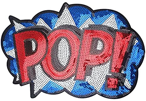 Dandan DIY Big Letter POP Embroidered Patch with Sequins Sew Patch Applique Clothes Curtain Sewing Flowers Applique Home Wedding Party Decoration DIY Accessory (Letter POP-2)