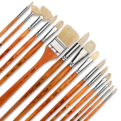 Artify 15 pcs Oil Professional Paint Brushes Artist Grade Paintbrush Set Perfect for Oil Painting with a Large Assortment and Free Carrying Box