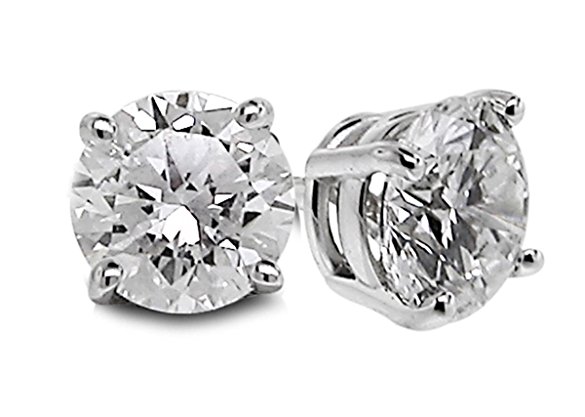 Diamond Studs Forever Solitaire Diamond Earrings (1/3 Ctw AGS Certified GH/SI1-SI2) 14K White Gold