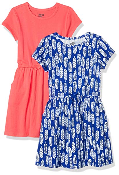 Amazon Brand - Spotted Zebra Girls' Toddler & Kids 2-Pack Knit Short-Sleeve Cinch Waist Dresses