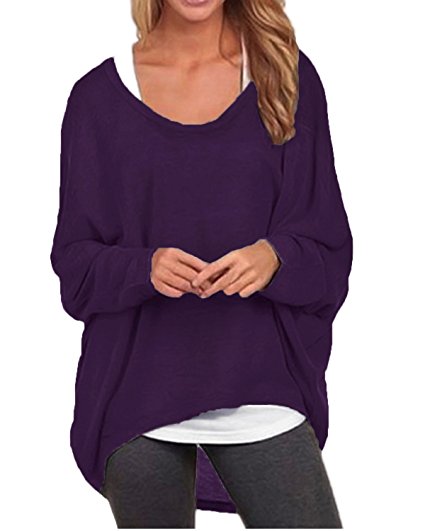 ZANZEA Women's Sexy Long Batwing Sleeve Loose Pullover Casual Top Blouse T-Shirt