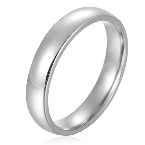 Stainless Steel Womens Mens Plain Wedding Band Ring Polished Charm 4mm Size 6-13
