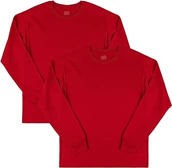 Fruit of the Loom Men's Eversoft Cotton Long Sleeve T Shirts, Breathable & Moisture Wicking with Odor Control