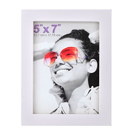 5x7 inch Picture Frame Made of Solid Wood High Definition Glass for Table Top Display and Wall mounting photo frame White