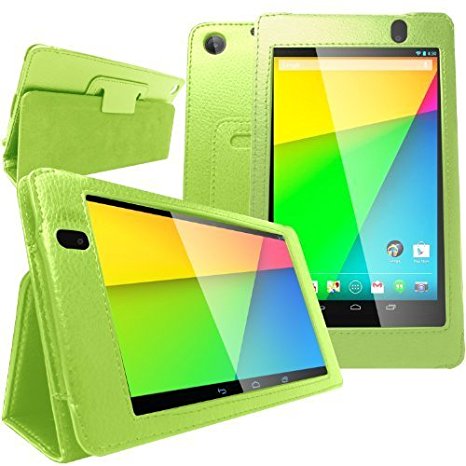 Caseology Google Nexus 7 FHD 2nd Gen Case 2013 - Slim Fit Leather Folio Multi-Angle View Case for Google New Nexus 2nd Generation 2013 7.0 Inch 4.3 Tablet (Lime Green)