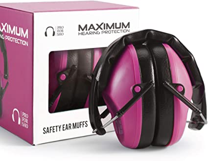 Pro For Sho 34dB Shooting Ear Protection - Special Designed Ear Muffs Lighter Weight & Maximum Hearing Protection, Pink