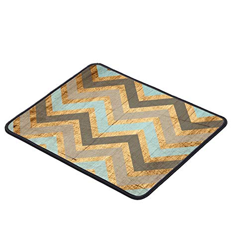 Vintage Wood Chevron Unique Custom Large Gaming Mouse Pad Mousepad, Non-Slip Rubber and Stitched Edges (11.8x9.8 inches)
