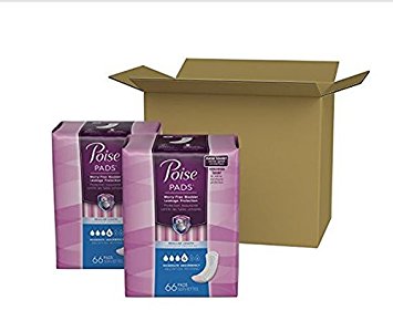 Poise Incontinence Pads, Moderate Absorbency, Regular 66 Count (Pack of 2)