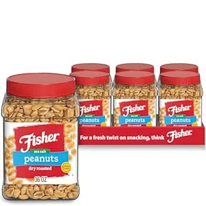 Fisher Snack Sea Salt Dry Roasted Peanuts, 36 Ounces (Pack of 6), No Artificial Colors or Flavors, 100% Recyclable