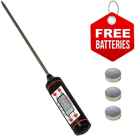 Highly Accurate Digital Food Thermometer by Intel Kitchen   2 Sets of Free Batteries (DFTA01) Professional Internal Meat Thermometer for Oven & Barbecue Grill Cooking. For Beef, Pork, Chicken, Turkey