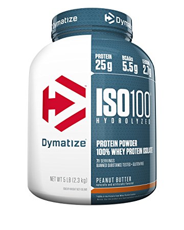 Dymatize ISO 100 Whey Protein Powder Isolate, Peanut Butter, 5 lbs