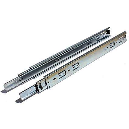 GlideRite Hardware 2870-ZC-1 28 Inch Side Mount Full Extension Ball Bearing Drawer Slides with 1 Inch Over-Travel 1 Pack 28" 1", 100 lb, Silver