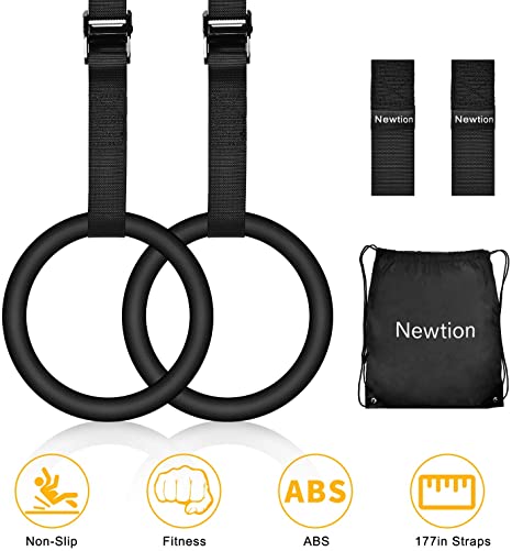 Newtion Professional Gym Rings with 15ft Adjustable Buckle Straps,Exercise Rings for Cross-Training Workout,Gymnastics,Fitness,Bodybuilding, Pull-Ups