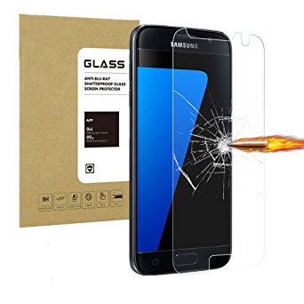 Galaxy S7 Screen Protector [2-Pack] MaxDemo Ultra HD Premium Shield Tempered Glass, Oil Resistant Coated [ Anti-Bubble][Anti-Scratch] Screen Protector for Samsung Galaxy S7