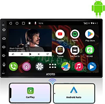 ATOTO A6 PF 7inch Android Double-DIN in Dash Video Receiver, Wireless Carplay & Wireless Android Auto, Full Touchscreen Radio, Mirror Link, WiFi/BT/USB Tethering, Dual Bluetooth, 2G 32G, A6G2B7PF