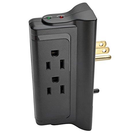 Tripp Lite 4 Outlet Surge Protector/Suppressor, Wall Mount Direct Plug-in, & $10K INSURANCE (TLP4BK)