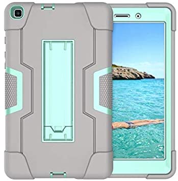 Golden Sheeps Compatible for Samsung Galaxy Tab A 8.0 2019 Model SM-T290 /SM-T295 Impact Hybrid Drop Proof Armor Defender Full-Body Protection Case Convertible Built in Stand (Grey Teal)