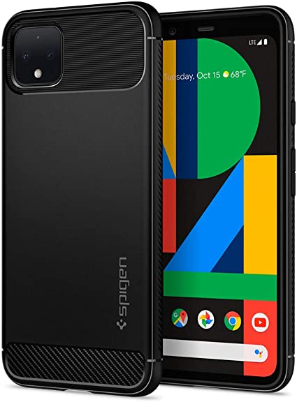 Spigen, Rugged Armor, Compatible for Google Pixel 4 XL Case, Original Patent Design Flexible Protection Case for Pixel 4XL (2019) - Black