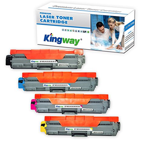 Kingway TN221 TN225 Compatible Brother TN-221 TN-225 High Yield Color Toner Cartridge for Brother HL-3170CDW MFC-9130CW MFC-9330CDW HL-3140CW MFC-9340CDW Printer (Black, Cyan, Yellow, Magenta, 4-Pack)