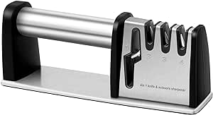 JCHOPE Knife Sharpeners, 4 in 1 Kitchen Blade and Scissors Sharpening Tool, Powerful Professional Chef's Kitchen Knife Accessories, Manual Knife Sharpener Kitchen