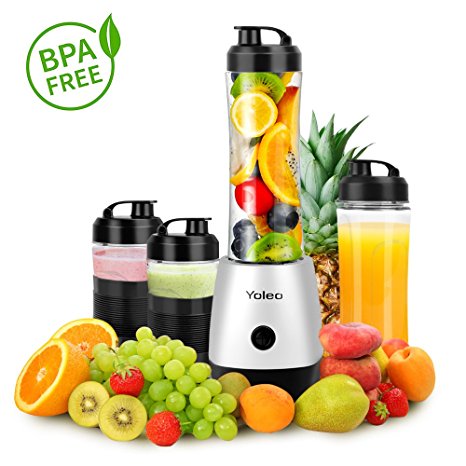 Juice Blender Yoleo Portable Blender 300W Mini Blender Quick Smoothie Maker Smoothie Blender Juice Extractor Protein Shake Machine Mix and Go with Travel Sport Bottle Lid and 4 BPA-Free Cup