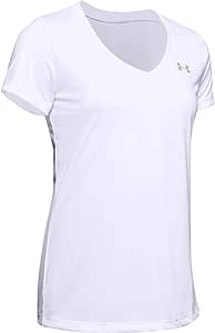 Under Armour Tech Short Sleeve V - Twist, Ladies T Shirt Made of 4-Way Stretch Fabric, Ultra-light & Breathable Running Apparel Women