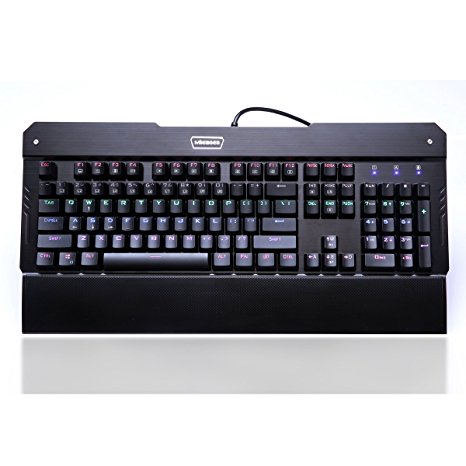 Mileagea X-7300 Cherry MX Blue Mechanical Keyboard Waterproof Rainbow Multi-color Backlit 104 Keys with 7 Adjust Colors