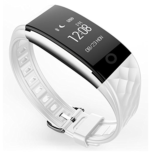 Waterproof OLED Touch Screen Smart Watch Band with Sleep Monitor,Activity Trackers Pedometer Wristband Fitness Tracker compatible with Android IOS Smartphones (White)