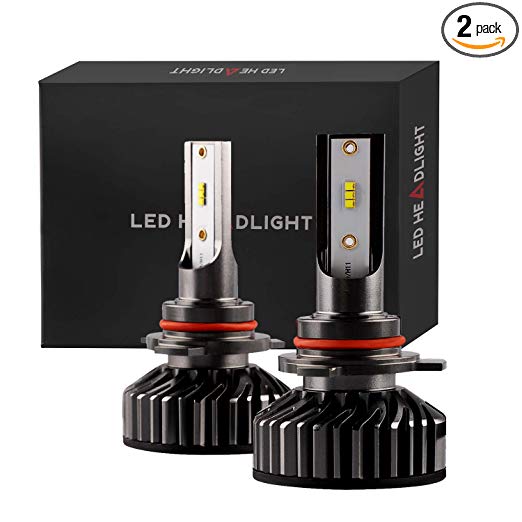 Sushiyi 9012 LED Headlight Bulb Conversion Kit - 8000LM 6500K Cool White High and Low Beam - 1 Pair 1 Year Warranty