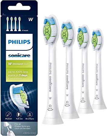 Philips Sonicare DiamondClean replacement toothbrush heads, HX6064/65, BrushSync technology, White 4-pk