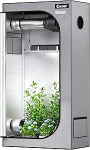 COSTWAY Grow Tent, 36” X 20” X 63”, Indoor Grow Room with Observation Window, Removable Floor Tray, Ventilation Duct Port, 600D Mylar Hydroponic Dark Room for Patio, Garage (Grey, 36"x20"x63")